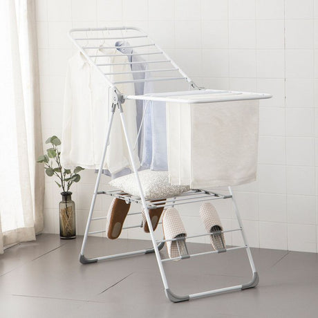 Floor-Standing Folding Wing-Shaped Drying Rack-White