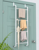 Over The Door Towel Rack Metal Behind Door Hanger for Bathroom Bedroom-White