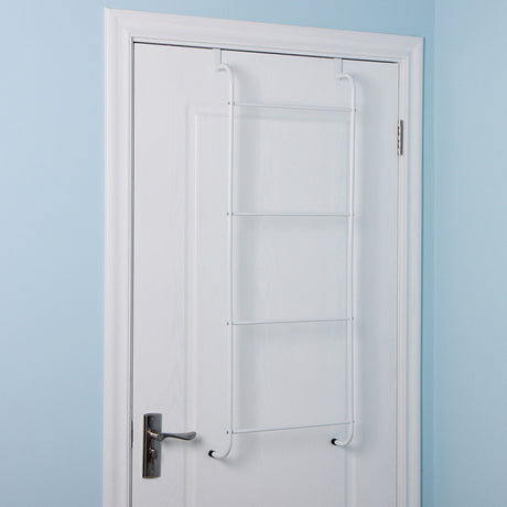 Over The Door Towel Rack Metal Behind Door Hanger for Bathroom Bedroom-White