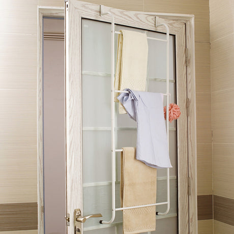 Over The Door Towel Rack Metal Behind Door Hanger for Bathroom Bedroom-White