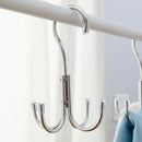 Stainless Steel Storage Hanger With 4 Hooks For Bras Ties Bag and Belts-Silver