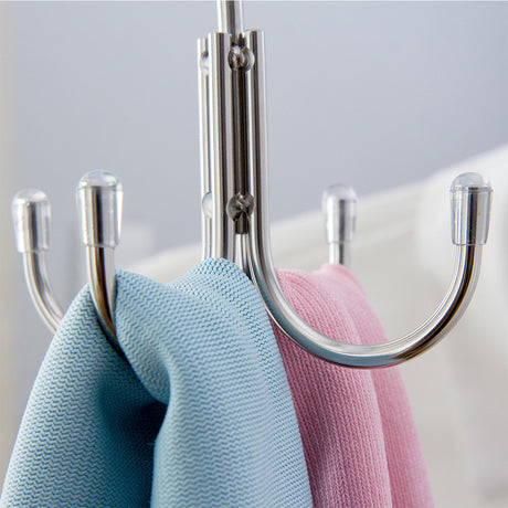 Stainless Steel Storage Hanger With 4 Hooks For Bras Ties Bag and Belts-Silver