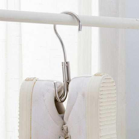 Stainless Steel Storage Hanger With 4 Hooks For Bras Ties Bag and Belts-Silver