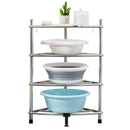 Stainless Steel Bathroom Storage Shelf,Four-Layer Storage Rack, Bathroom Triangular Rack, Washbasin And Bathtub Organizer Rack-Silver