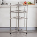 Stainless Steel Bathroom Storage Shelf,Four-Layer Storage Rack, Bathroom Triangular Rack, Washbasin And Bathtub Organizer Rack-Silver