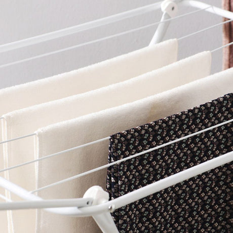 Mini Double-Wing Floor-Standing Folding Clothes Drying Rack-White