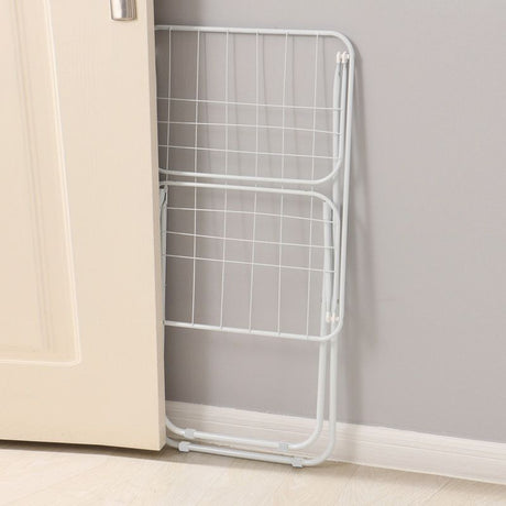 Mini Double-Wing Floor-Standing Folding Clothes Drying Rack-White