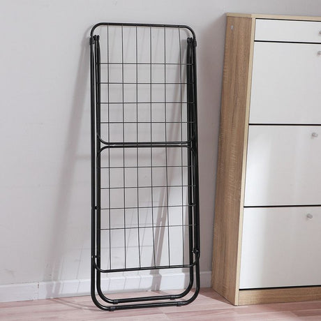 Large Double-Wing Floor-Standing Folding Clothes Drying Rack-Black