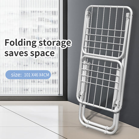 Upgrade Double Wing Floor Folding Drying Rack For Clothes Quilt Towel-White