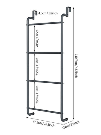 Over The Door Towel Rack Metal Behind Door Hanger for Bathroom Bedroom-Grey