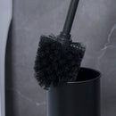 2-in-1 Iron Floor Standing Roll Paper Holder and Bamboo Lid Toilet Brush For Bathroom and Toilet-Black