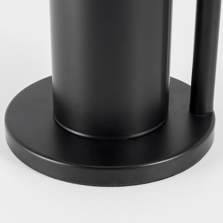 2-in-1 Iron Floor Standing Roll Paper Holder and Bamboo Lid Toilet Brush For Bathroom and Toilet-Black