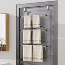 Towel Rack Behind Bathroom Door Three-Layer Storage Rack  Non-Perforated Hook Towel Hanger-Silver