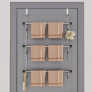 Towel Rack Behind Bathroom Door Three-Layer Storage Rack  Non-Perforated Hook Towel Hanger-Silver