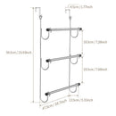 Towel Rack Behind Bathroom Door Three-Layer Storage Rack  Non-Perforated Hook Towel Hanger-Silver