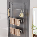 Towel Rack Behind Bathroom Door Three-Layer Storage Rack  Non-Perforated Hook Towel Hanger-Silver
