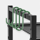 Metal Shelf For Microwave Oven 2 Level Kitchen Storage Rack With 4 Hooks-Black