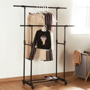 Double-rod Adjustable Clothes Rack with Pulley-Back