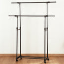 Double-rod Adjustable Clothes Rack with Pulley-Back