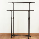 Double-rod Adjustable Clothes Rack with Pulley-Back