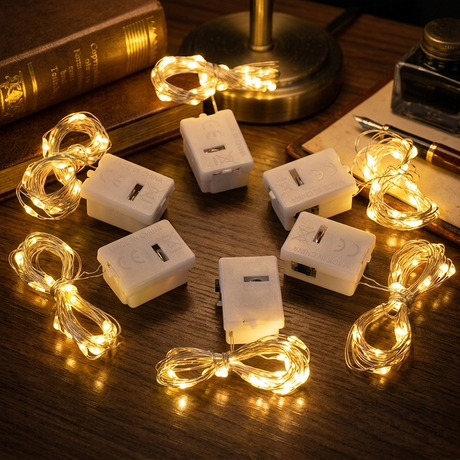24 Battery Operated Fairy Lights [3 Modes] 7ft 20 LED Mini Twinkle String Lights Waterproof Silver Wire Firefly Starry Sky Lights for Weddings, Mason Jars, Christmas Decorations, Warm White