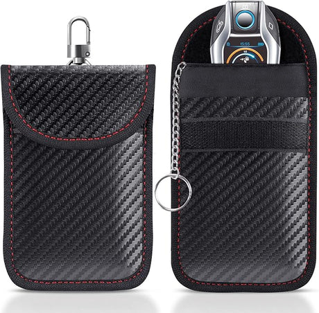Faraday Pouch for car Keys,2 Pack Faraday Bag Car Key Signal Blocking Pouch ， Keyless Entry Car Keys Case | RFID Blocker Bag for Car Security ，Anti-Theft Remote Entry Keyless Protect-Black