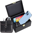 Faraday Box with Faraday Pouch 2 Pack, Keyless Entry Car Key Safe Protector RFID Anti-Theft Signal Blocking Cages-Black-Medium