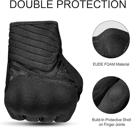 Breathable Mesh Motorcycle Gloves Touchscreen with TPR Palm Pad Hard Knuckle-Black-XLarge
