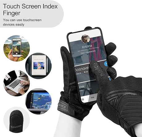 Breathable Mesh Motorcycle Gloves Touchscreen with TPR Palm Pad Hard Knuckle-Black-XXLarge