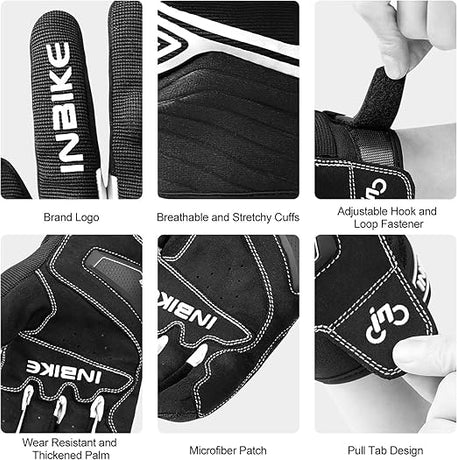 Breathable Mesh Motorcycle Gloves Touchscreen with TPR Palm Pad Hard Knuckle-White-Small