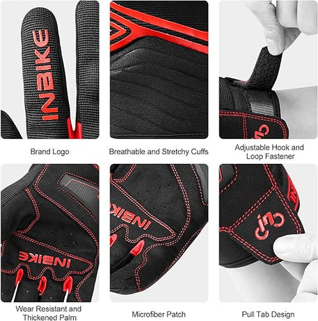 Breathable Mesh Motorcycle Gloves Touchscreen with TPR Palm Pad Hard Knuckle-Red-XLarge