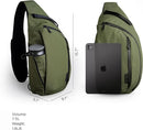 Crossbody Left Shoulder 7.5L - Crossbody Bag Men,Sling Backpack - Fits 12" Tablet - Single Shoulder-Green