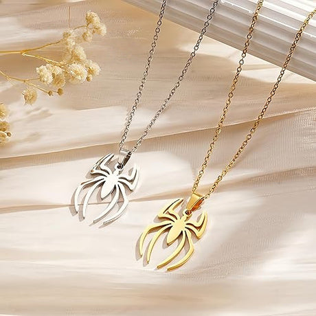 Spider Pendant Necklace Surgical Steel Superhero Spiderman Jewelry for Kids-1 pair