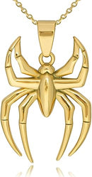 Spider Pendant Necklace Surgical Steel Superhero Spiderman Jewelry for Kids- Gold-A