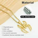 Spider Pendant Necklace Surgical Steel Superhero Spiderman Jewelry for Kids- Gold-A