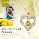 18K Rose Gold Necklaces for Women, 926 Sterling Silver Gifts for Mothers Day, Jewelry for Wife Mom Her Girlfriend, Birthstone Diamond Necklace for Birthday Anniversary, Heart Pendant Jewelry-AUG