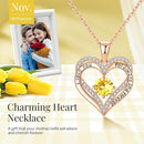 18K Rose Gold Necklaces for Women, 929 Sterling Silver Gifts for Mothers Day, Jewelry for Wife Mom Her Girlfriend, Birthstone Diamond Necklace for Birthday Anniversary, Heart Pendant Jewelry-NOV