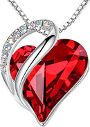 nfinity Love Heart Necklace, Birthstone Necklace for Women, Jewelry for Women with Healing Crystals, Allergy Free Pendant Necklace-01-January & July-Siam Ruby Red