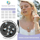 Infinity Love Heart Necklace, Birthstone Necklace for Women, Jewelry for Women with Healing Crystals, Allergy Free Pendant Necklace-04-April-Rainbow Opal White