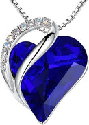 Infinity Love Heart Necklace, Birthstone Necklace for Women, Jewelry for Women with Healing Crystals, Allergym Free Pendant Necklace-09b-September-Sapphire Blue