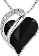 Infinity Love Heart Necklace, Birthstone Necklace for Women, Jewelry for Women with Healing Crystals, Allergy Free Pendant Necklace-13b-Protection-Jet Black