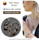 Infinity Love Heart Necklace, Birthstone Necklace for Women, Jewelry for Women with Healing Crystals, Allergy Free Pendant Necklace-15-Stress Relief-Dark Topaz Brown