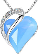 Infinity Love Heart Necklace, Birthstone Necklace for Women, Jewelry for Women with Healing Crystals, Allergy Free Pendant Necklace-18-Communication-Owyhee Opal Blue