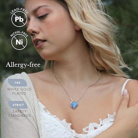 Infinity Love Heart Necklace, Birthstone Necklace for Women, Jewelry for Women with Healing Crystals, Allergy Free Pendant Necklace-18-Communication-Owyhee Opal Blue