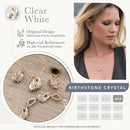 Wish Stone Pendant Necklace, Necklaces for Women with Birthstone Crystals, Allergy-Free Jewelry for Women with Gift Box, 20K Rose Gold Plated or Silver-tone Birthstone Necklace for Women-04-April Birthstone-Clear White