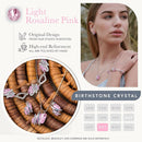 Wish Stone Pendant Necklace, Necklaces for Women with Birthstone Crystals, Allergy-Free Jewelry for Women with Gift Box, 24K Rose Gold Plated or Silver-tone Birthstone Necklace for Women-10-October Birthstone-Light Rosaline Pink