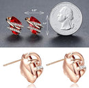 Infinity Love Heart Birthstone Earrings for Women, Crystal Stud Earrings with Healing Stones, Allergy-Free Jewelry for Women with Gift Box, Silver-tone Birthstone Crystals Earrings-01-January July Birthstone-Ruby Red