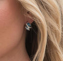 Infinity Love Heart Birthstone Earrings for Women, Crystal Stud Earrings with Healing Stones, Allergy-Free Jewelry for Women with Gift Box, Silver-tone Birthstone Crystals Earrings-03-March December Birthstone-Aquamarine Blue