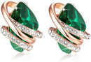 Infinity Love Heart Birthstone Earrings for Women, Crystal Stud Earrings with Healing Stones, Allergy-Free Jewelry for Women with Gift Box, Silver-tone Birthstone Crystals Earrings-05-May Birthstone-Emerald Green
