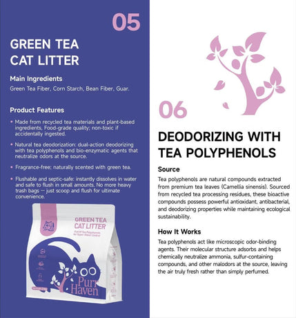 Purr Haven Green Tea Cat Litter | 3 Packs | 2.5 kg Per Pack